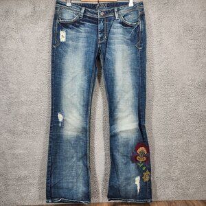 Mavi Women's Boot Cut Jeans - Blue with Floral Embroidery